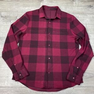 Lululemon Athletica Shirt Mens Large Red Plaid Long Sleeve Snap Front Flannel